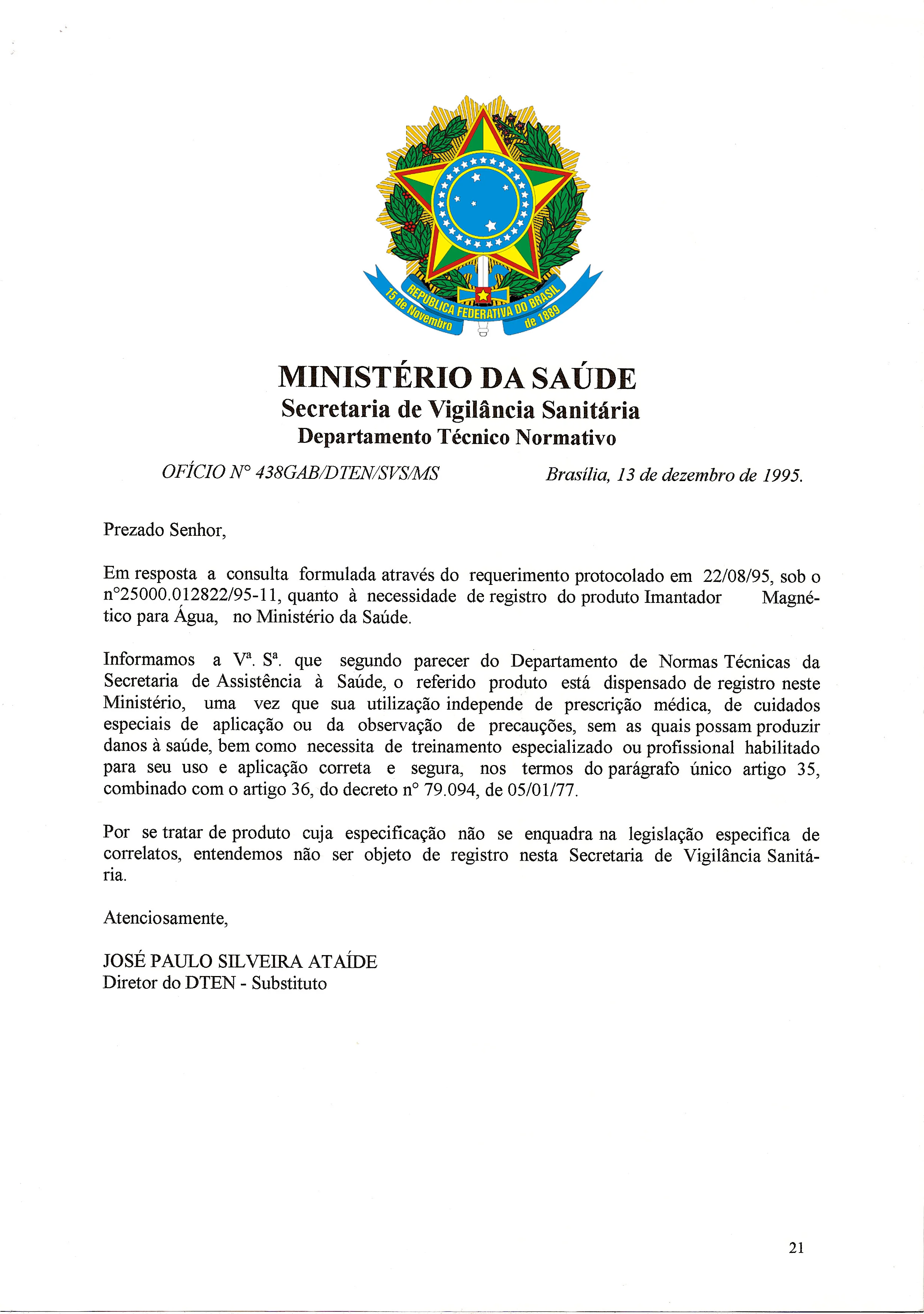 Carta — Independe de Prescrição Médica
